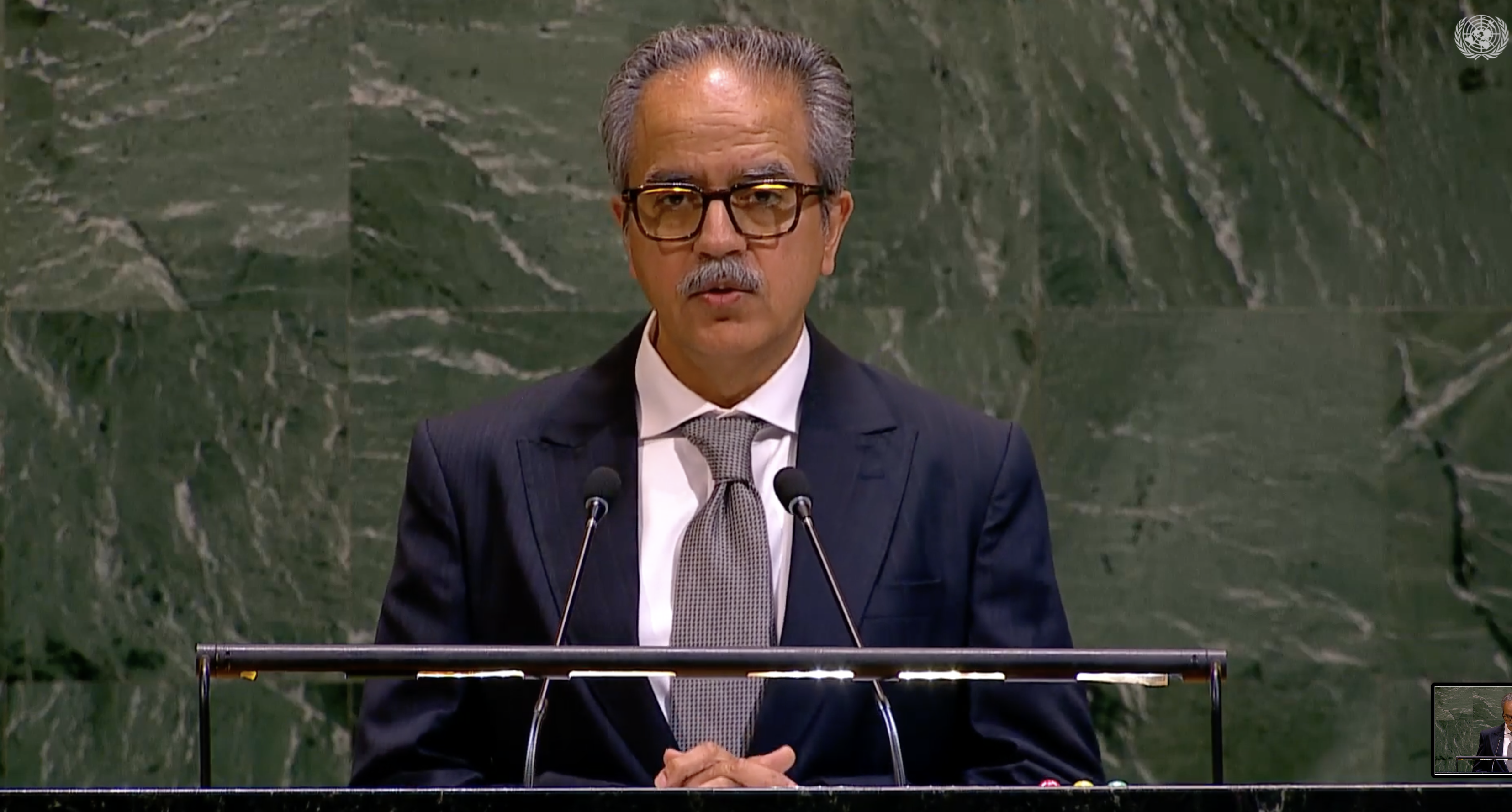 Pakistan representative speaking at the UN General Assembly