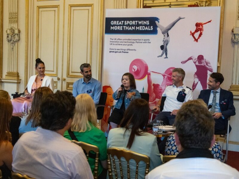 Panelists speaking at the Beyond Sport Paris reception