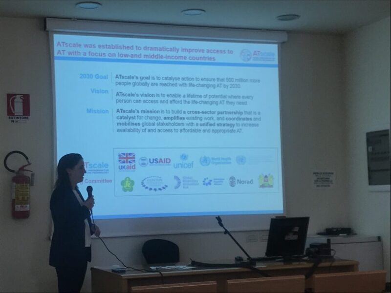 Giulia from GDI Hub Initiative presenting to the audience.